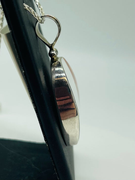 Sterling Bezeled Ceramic Pendant