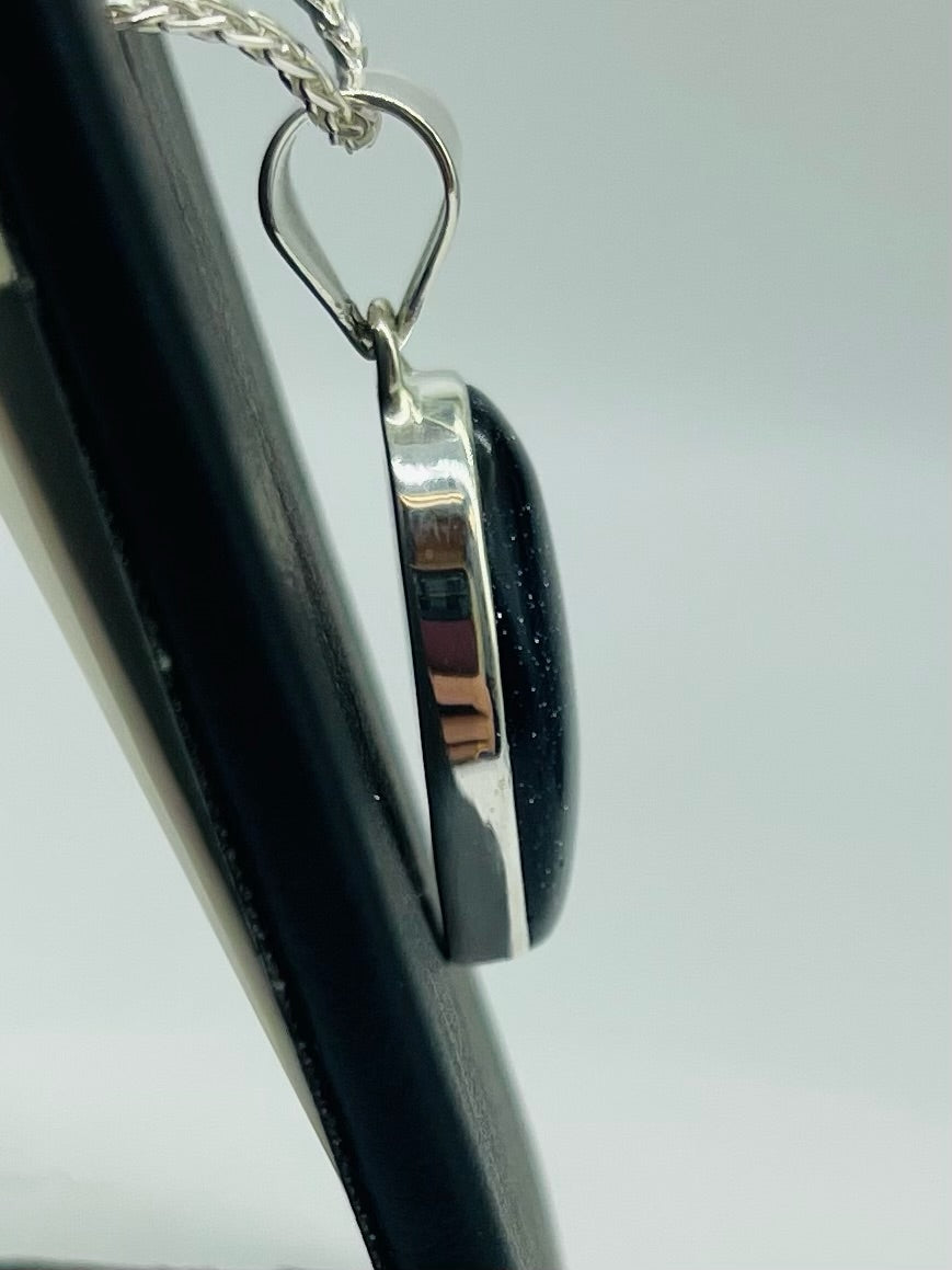 Blue Goldstone Oval Pendant