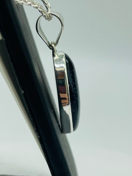 Blue Goldstone Oval Pendant