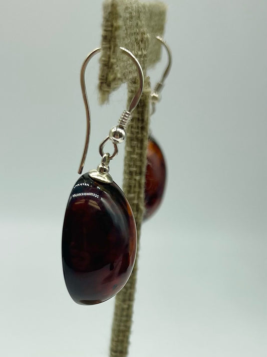 Oval Amber Dangle Earrings