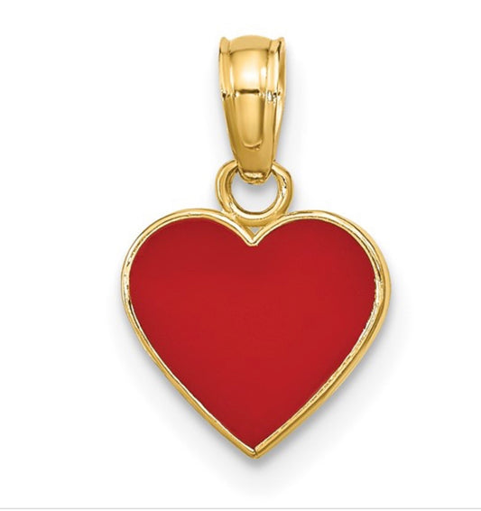 Red Enamel Heart Necklace
