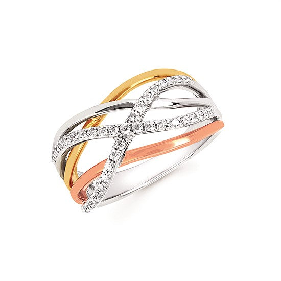 Triple Toned Diamond Fashion Ring