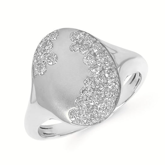 Diamond Oval Velvet-Set Ring