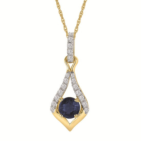 Gem & Diamond Drop Pendant