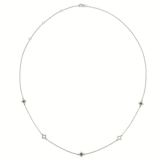 Diamond & Gemstone Station Necklace