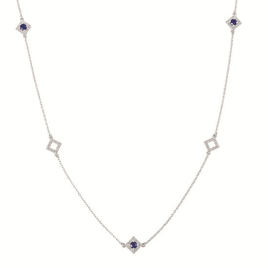 Diamond & Gemstone Station Necklace