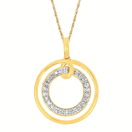 Double Ring Diamond Necklace