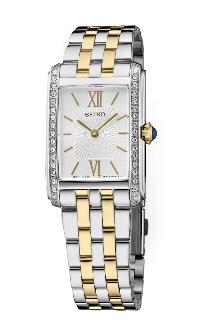 Sale! Seiko Ladies Silver Two-Tone Watch NOS Vintage Seiko Silver Gold Two Tone Oval Dainty Dial  main image 2