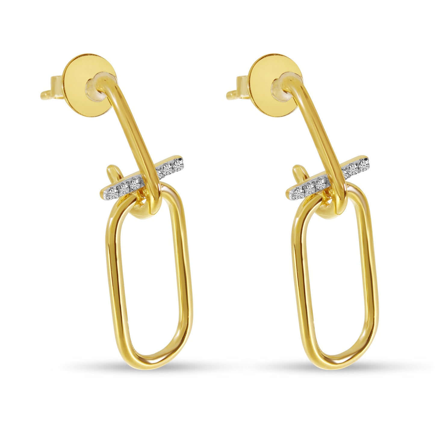 Diamond Paperclip Earrings