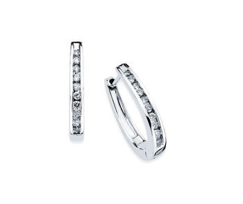 Oval Channel Diamond Hoops