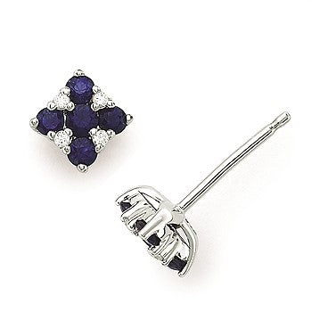 Gemstone and Diamond Square Earrings