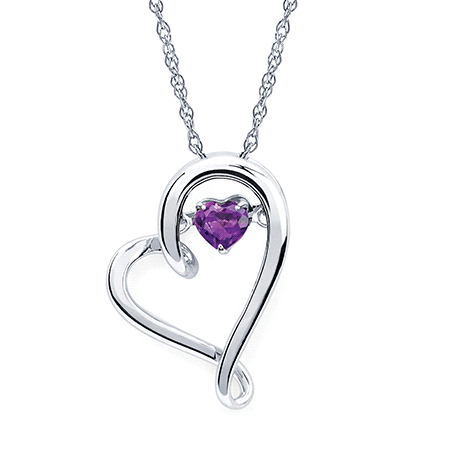 Shimmering Gem Stone Heart Necklace