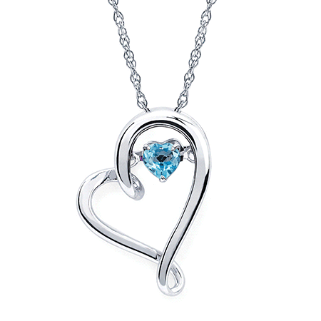 Shimmering Gem Stone Heart Necklace