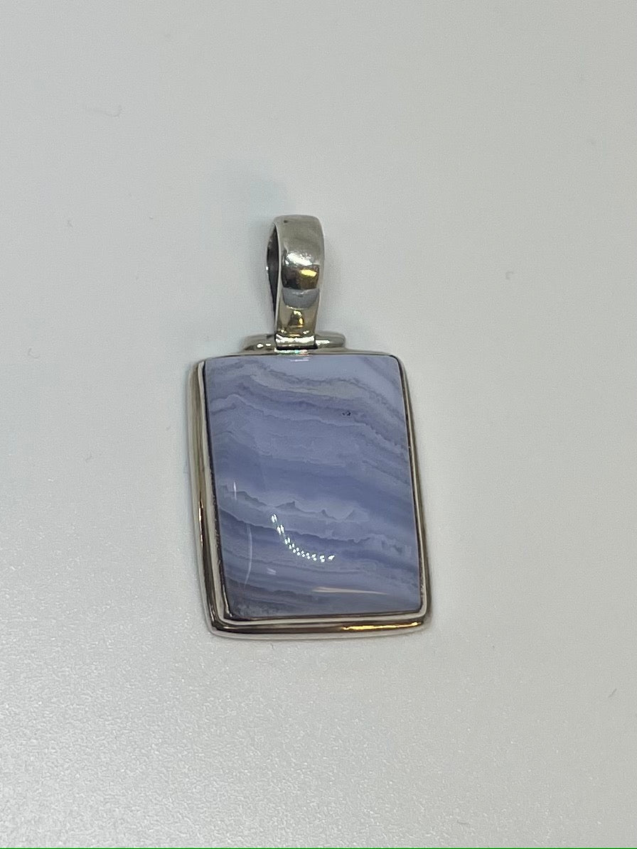 Rectangle Blue Lace Agate Pendant