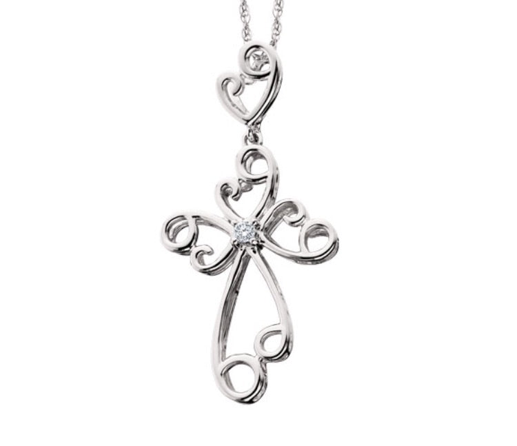 Diamond Heart Cross