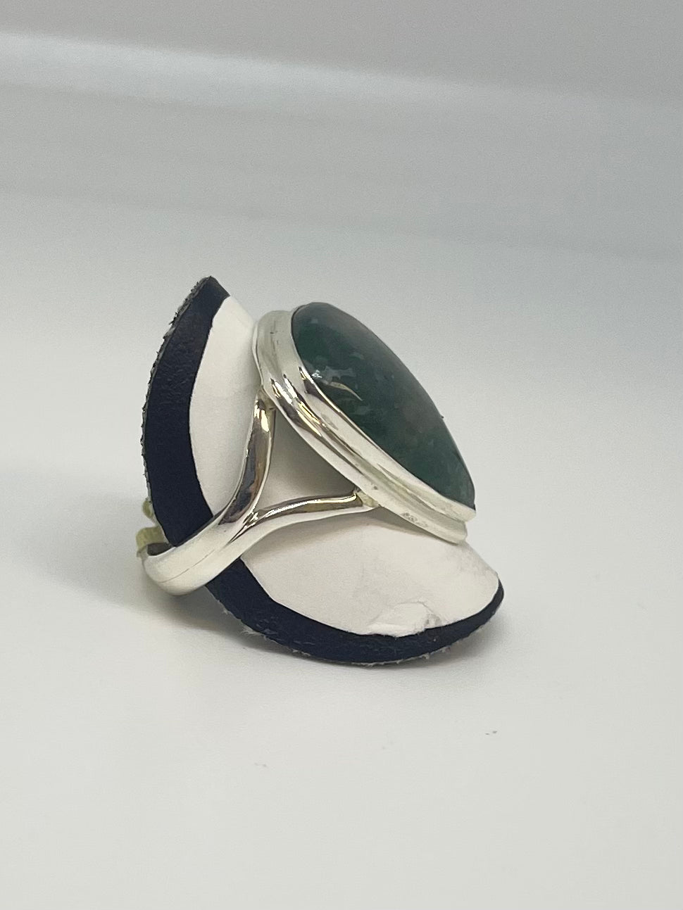 Moss Agate Pear Ring