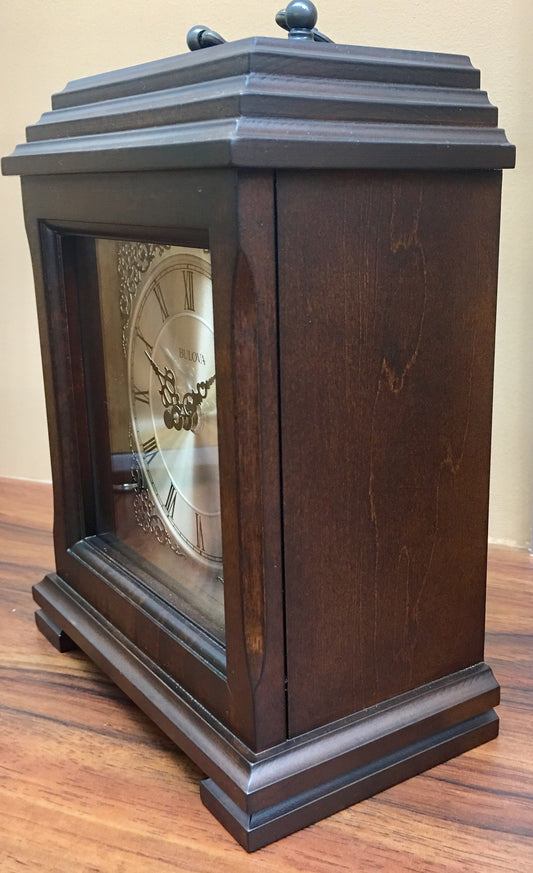 Brown Cherry Wooden Bulova Mantle Clock