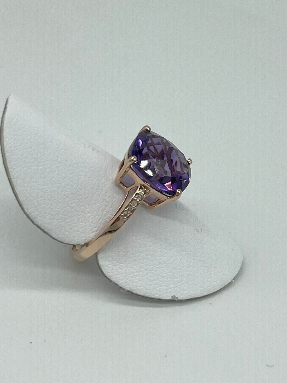 Checkerboard Amethyst Ring