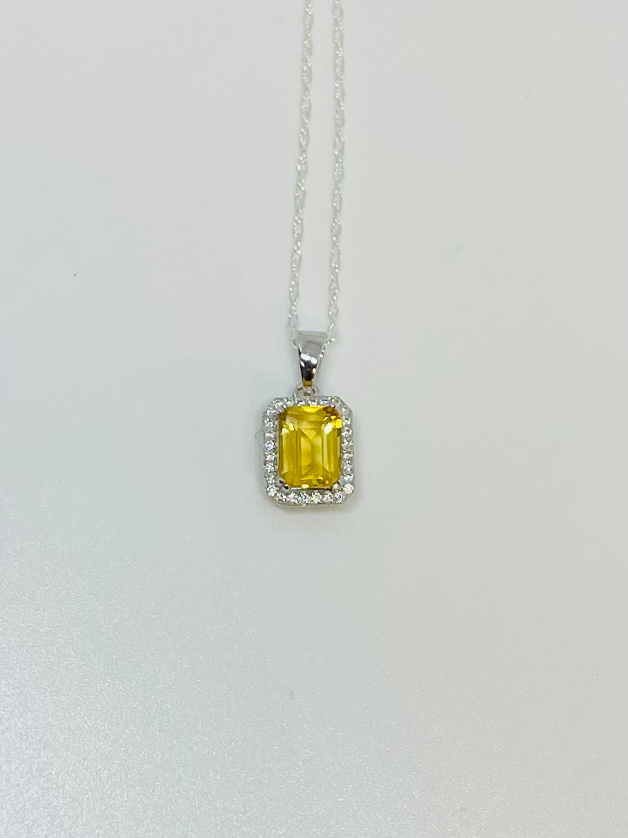Emerald Cut Citrine Necklace