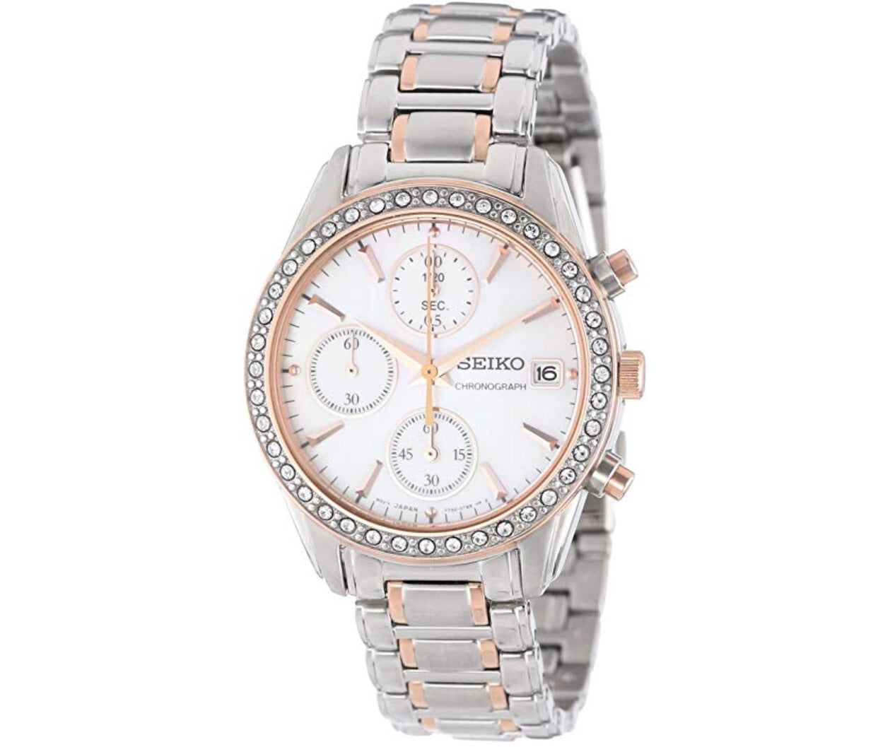 Women’s Rose & White-Tone with White Dial Seiko Watch
