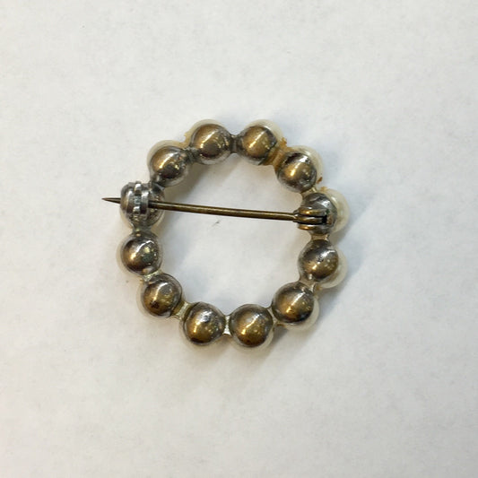 Costume Pearl Circle Brooch