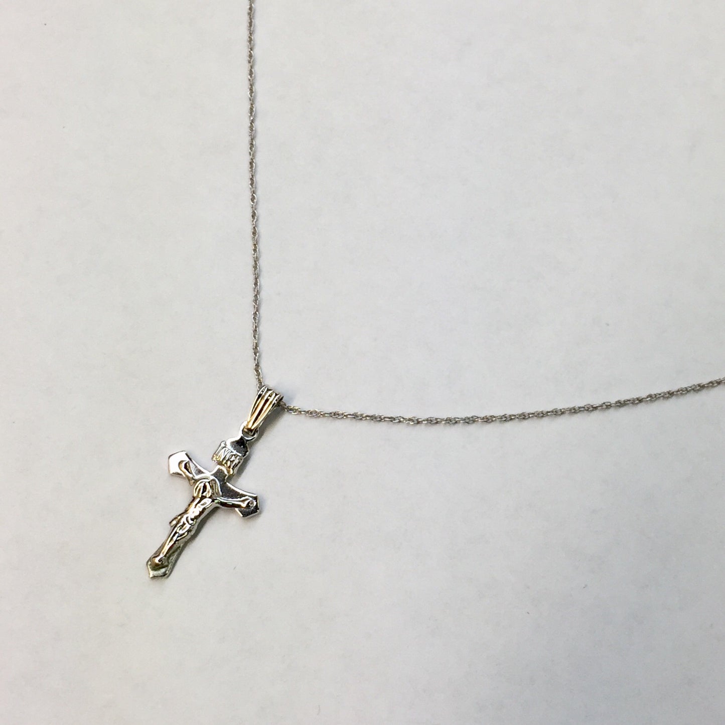White Gold Crucifix Necklace