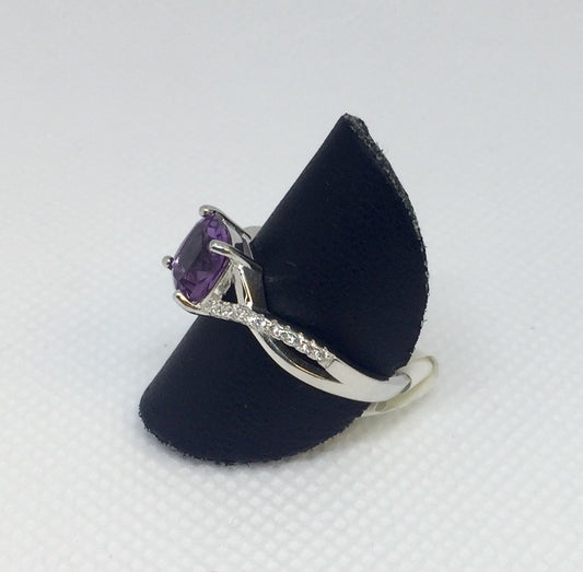 Silver & Amethyst CZ Ring