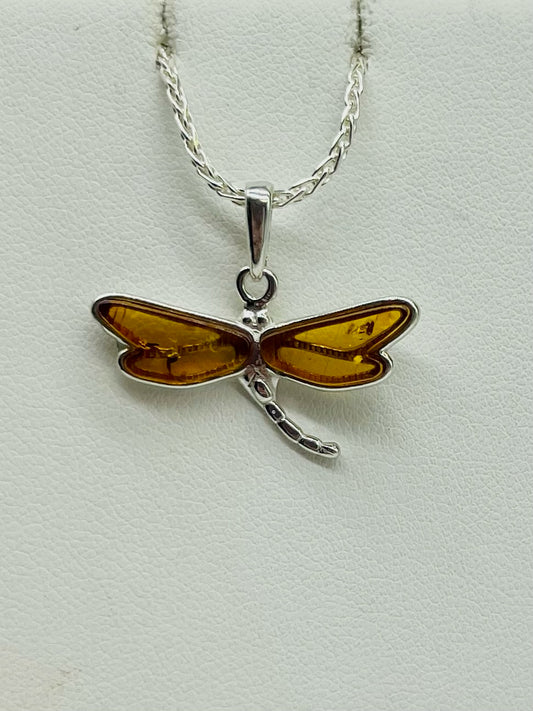 Amber Dragonfly Pendant