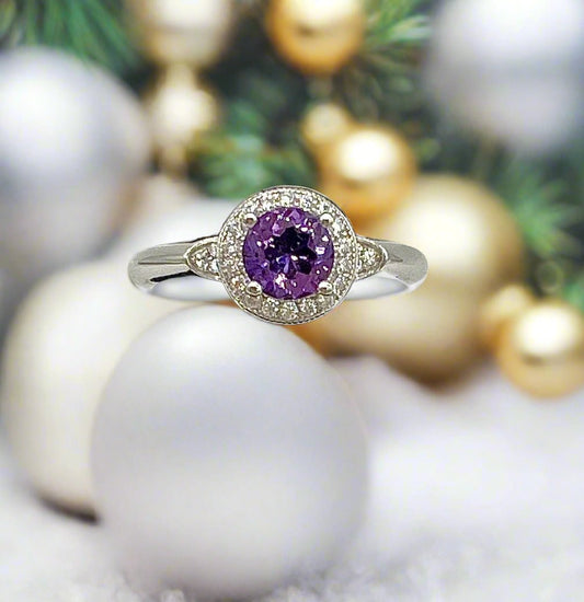 Amethyst & CZ Ring