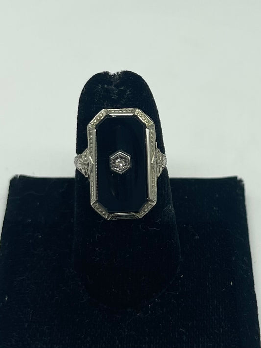 Onyx & Diamond Vintage Ring