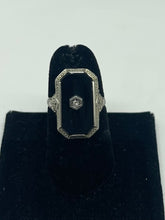 Load image into Gallery viewer, Onyx &amp; Diamond Vintage Ring