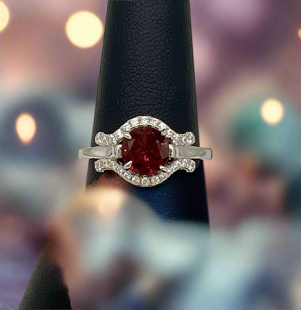 Garnet & CZ Ring