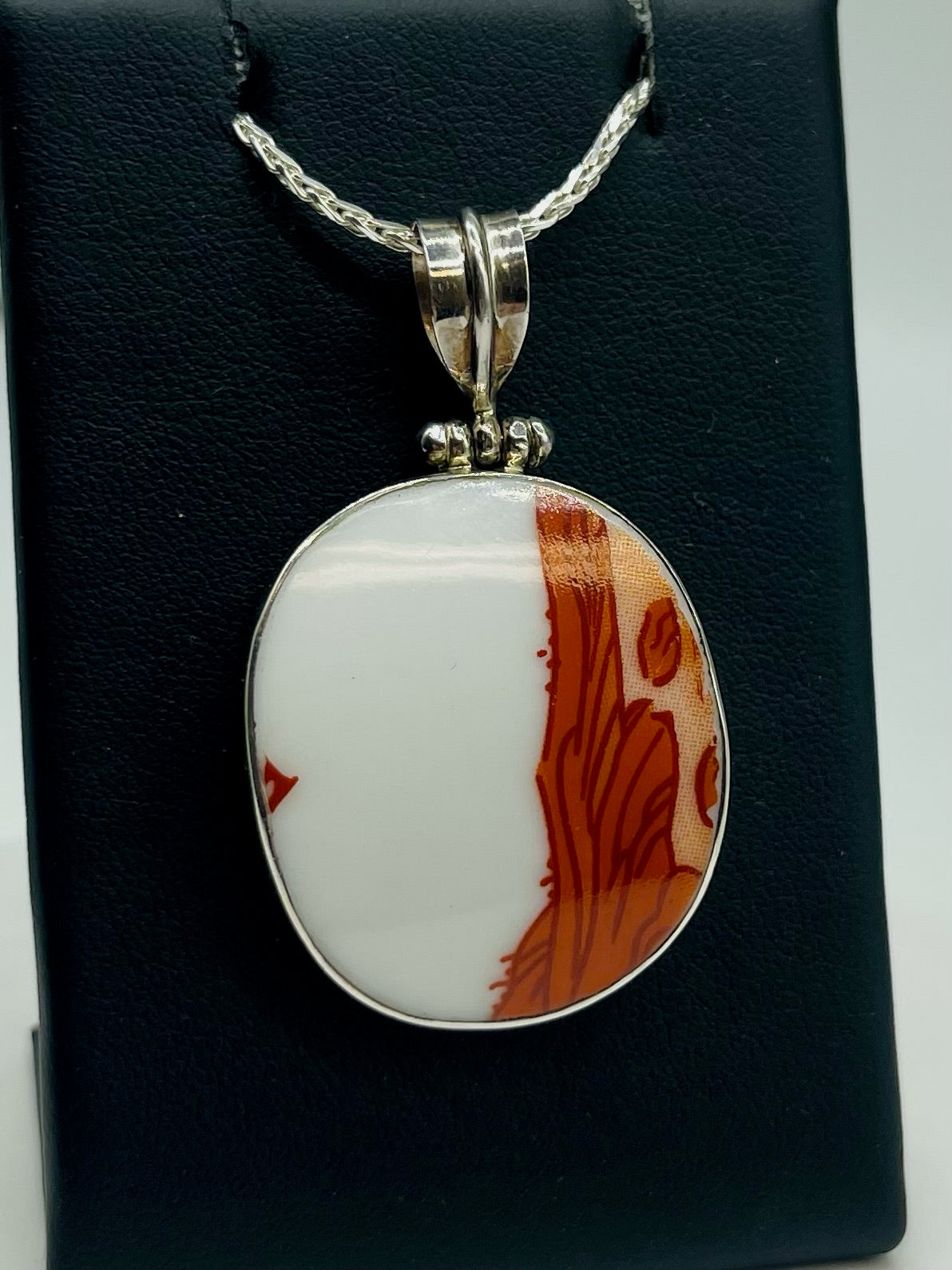 Sterling Bezeled Ceramic Pendant