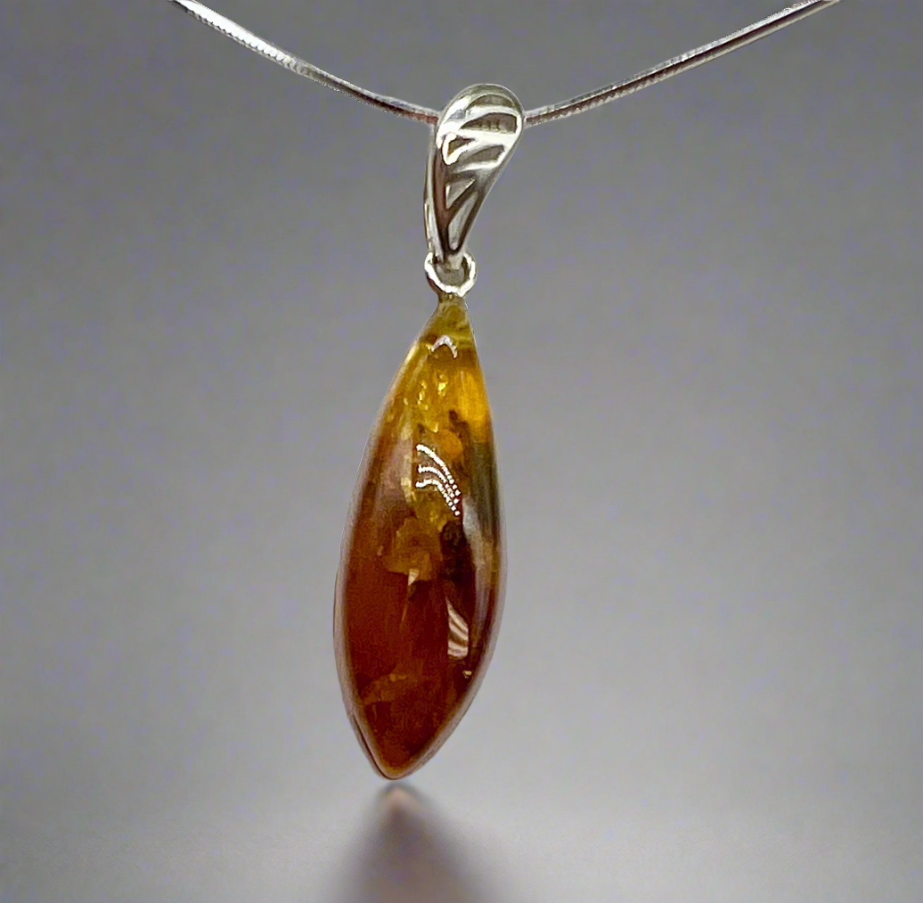 Navette Amber Drop Pendant