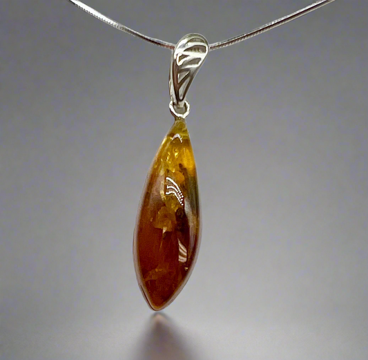 Navette Amber Drop Pendant