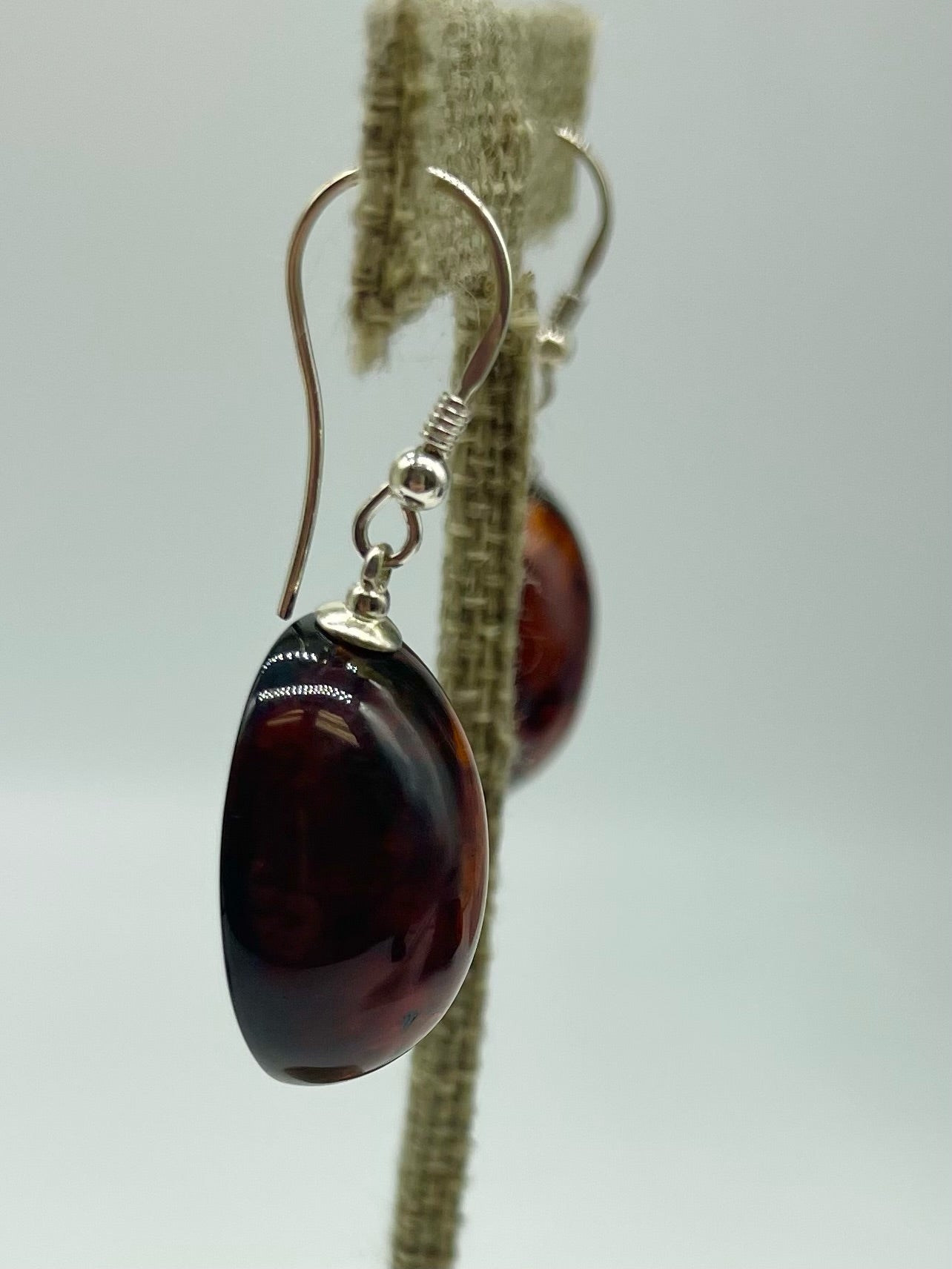 Oval Amber Dangle Earrings