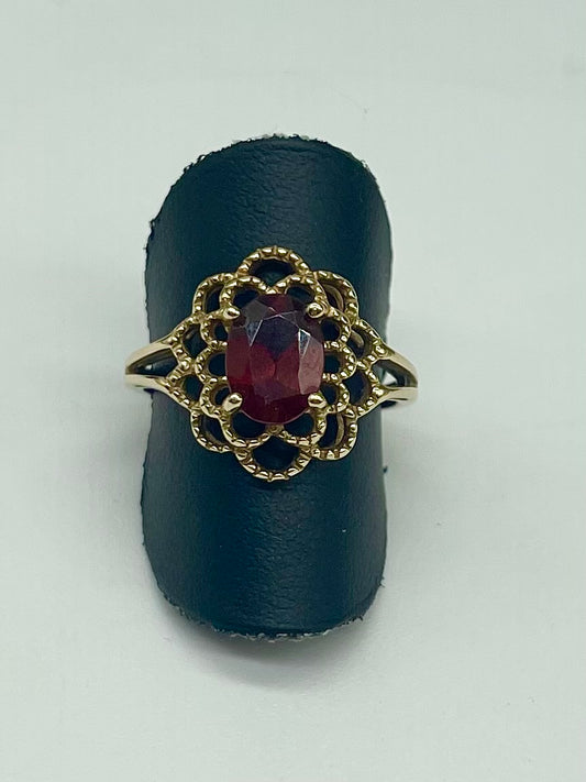 Floral Garnet Estate Ring
