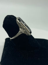 Load image into Gallery viewer, Onyx &amp; Diamond Vintage Ring