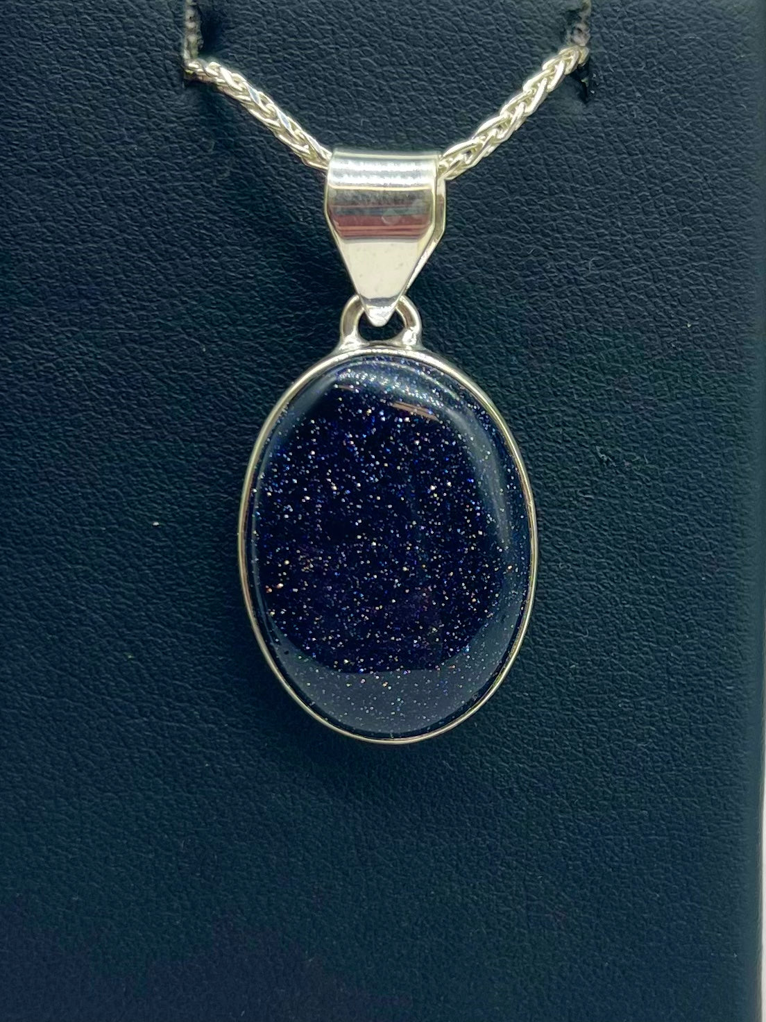 Blue Goldstone Oval Pendant