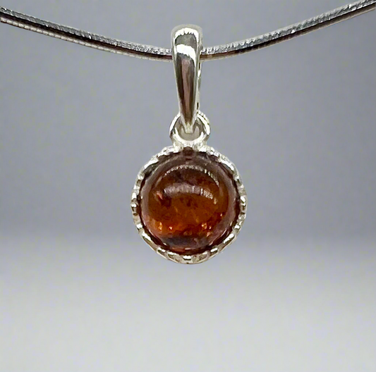 Petite Round Amber Pendant