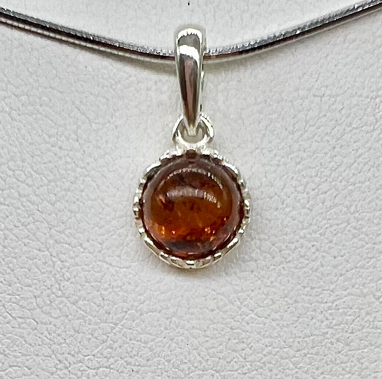 Petite Round Amber Pendant