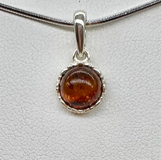 Petite Round Amber Pendant