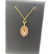 Load image into Gallery viewer, Ruby &amp; Diamond Cluster Pendant