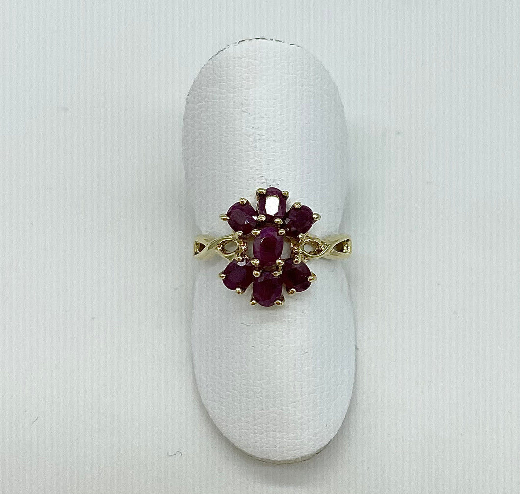 Oval Ruby Cluster Ring