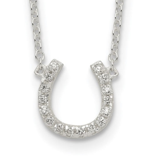 Silver CZ Horseshoe Necklace