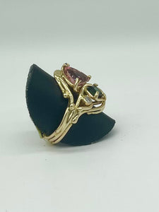 Pink & Green Tourmaline Ring