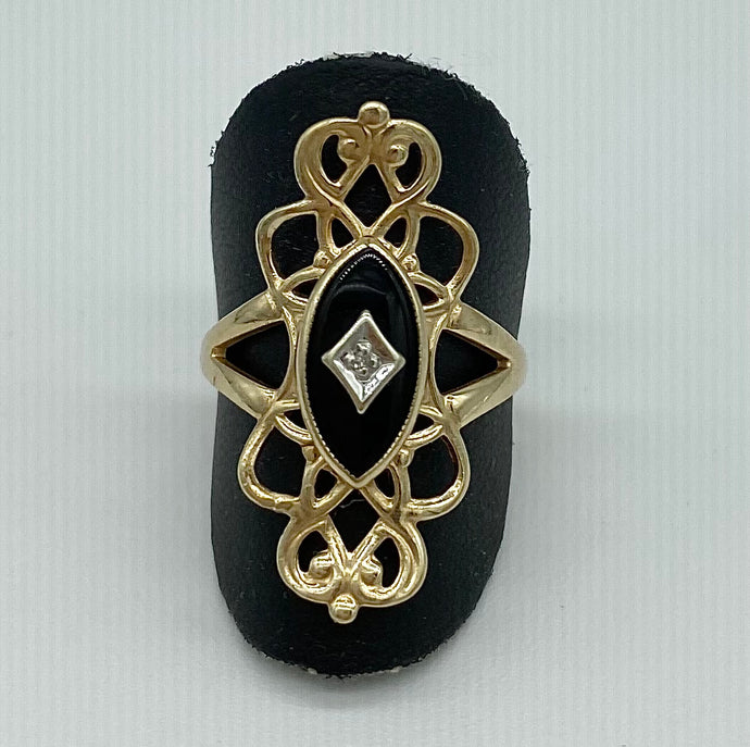 Onyx Filigree Ring