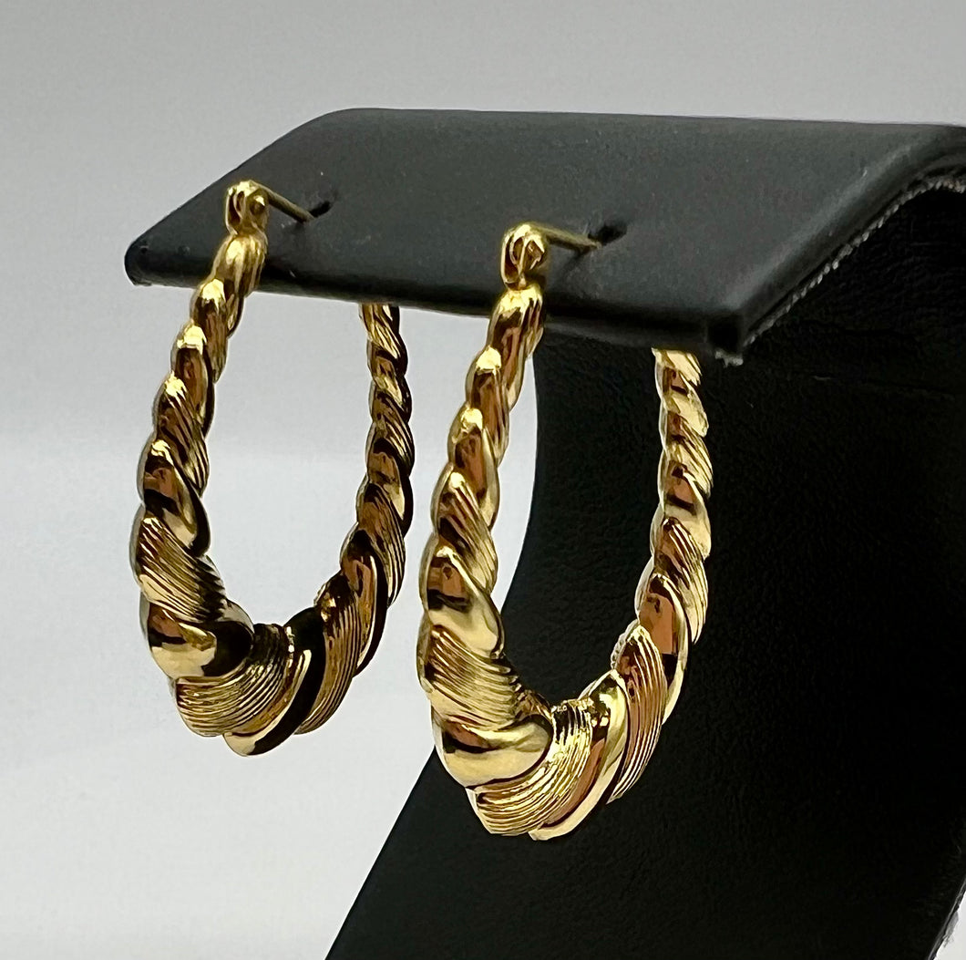 Twisted Gold Hoop Earrings