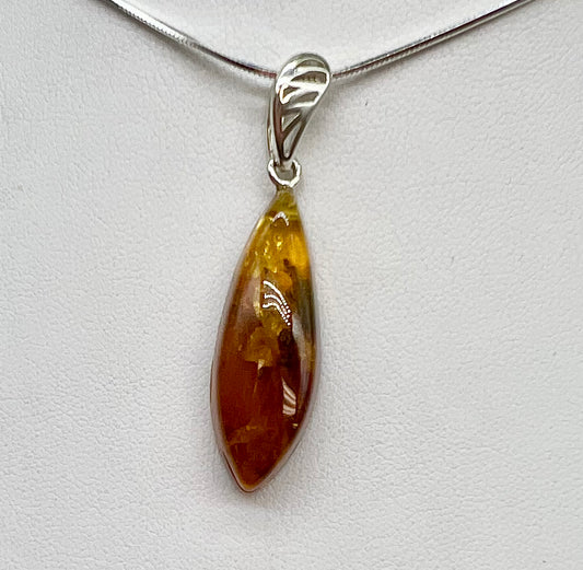 Navette Amber Drop Pendant