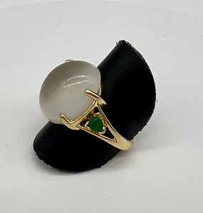 Moonstone & Emerald Ring